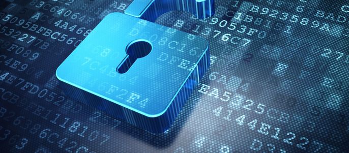 Ein digitales Vorhängeschloss, das Sicherheit symbolisiert, vor dem Hintergrund von Binärcode, das das Thema Cybersicherheit betont.